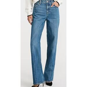Express Button Fly Relaxed Straight High Rise Jeans Black Size 8 Short